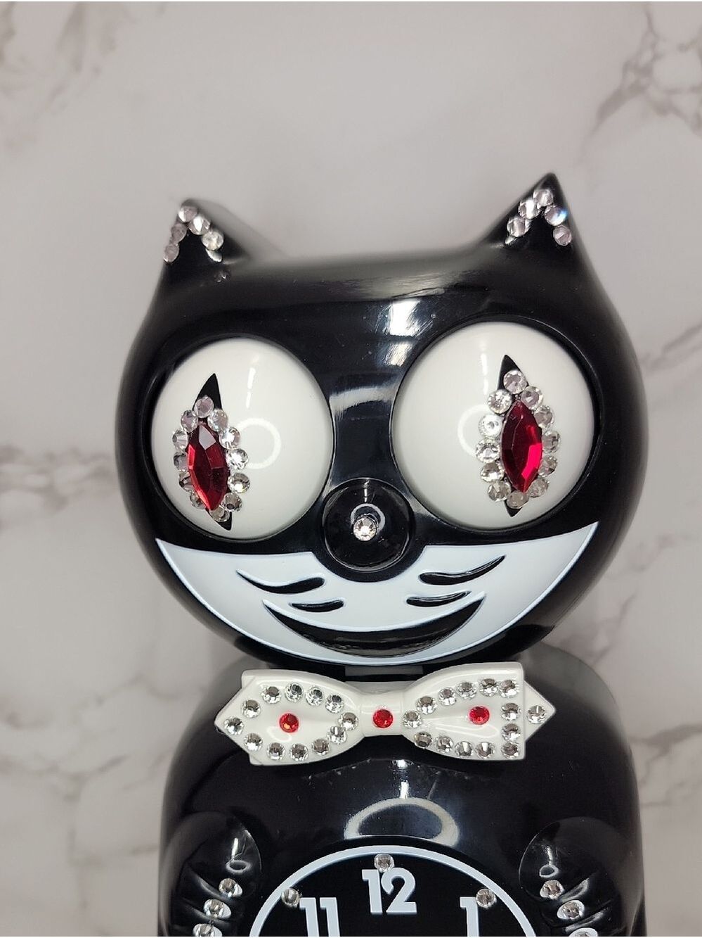 Black Jeweled Kit-Cat Klock clock with red tail SUPER RARE